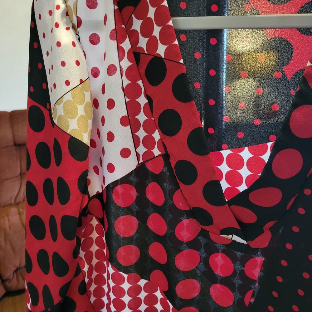 Ashley Stewart Colorful Polka Dot Long Sleeve Dress - Picture 2 of 4